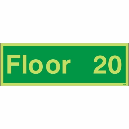 Glow in the Dark Floor 20 Floor Identification Sign | Safety Signs UK